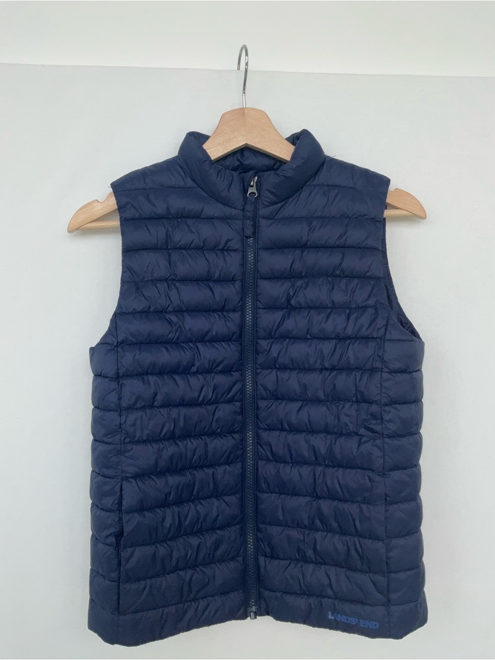 Lands' End Navy Quilted Packable Puffer Vest
